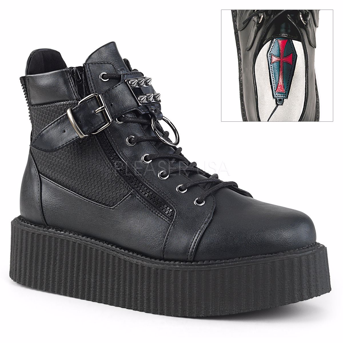 leather platform creepers