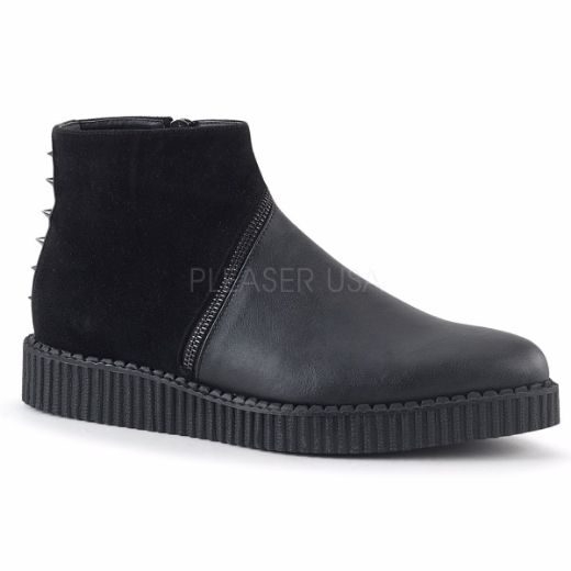 Product image of Demonia V-Creeper-750 Black Vegan Leather-Microfiber, 1 1/4 inch Platform Ankle Boot