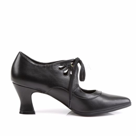 Product image of Funtasma Victorian-03 Black Pu, 2 3/4 inch (7 cm) Kitten Heel Court Pump Shoes