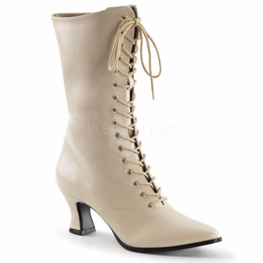 Product image of Funtasma Victorian-120 Cream Pu, 2 3/4 inch (7 cm) Heel Ankle Boot