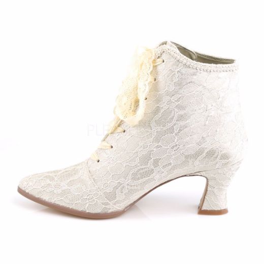 Product image of Fabulicious Victorian-30 Champaign Satin-Lace, 4 3/4 inch (12.1 cm) Heel, 1 inch (2.5 cm) Platform Ankle Boot