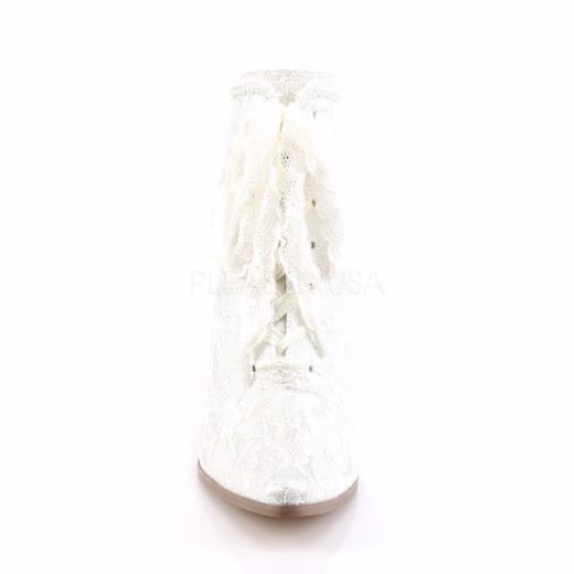 Product image of Fabulicious Victorian-30 Ivory Satin-Lace, 4 3/4 inch (12.1 cm) Heel, 1 inch (2.5 cm) Platform Ankle Boot
