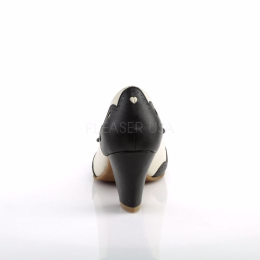 Product image of Pin Up Couture Wiggle-17 Black-Cream Faux Leather, 2 1/2 inch (6.4 cm) Cuben Heel Court Pump Shoes