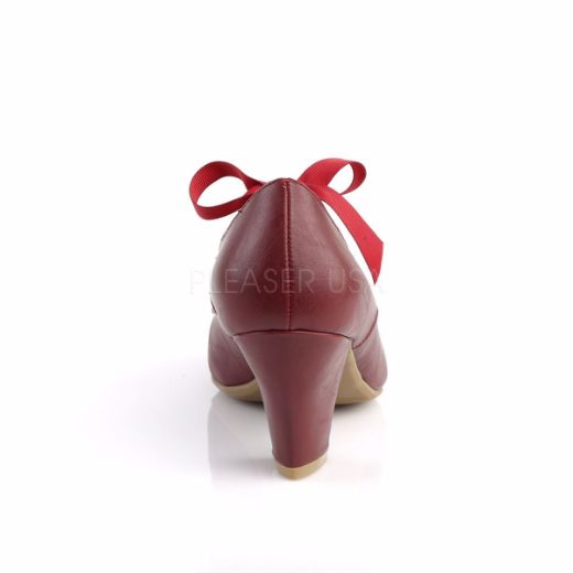 Product image of Pin Up Couture Wiggle-32 Burgundy Faux Leather, 2 1/2 inch (6.4 cm) Cuben Heel Court Pump Shoes