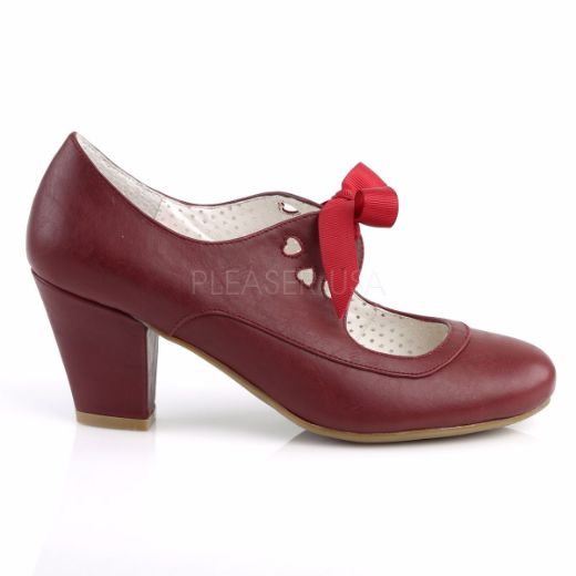 Product image of Pin Up Couture Wiggle-32 Burgundy Faux Leather, 2 1/2 inch (6.4 cm) Cuben Heel Court Pump Shoes