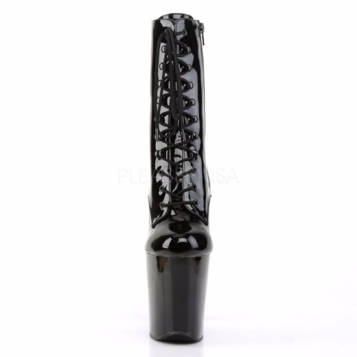 Product image of Pleaser Xtreme-1020 Black Patent/Black, 8 inch (20.3 cm) Heel, 4 inch (10.2 cm) Platform Ankle Boot