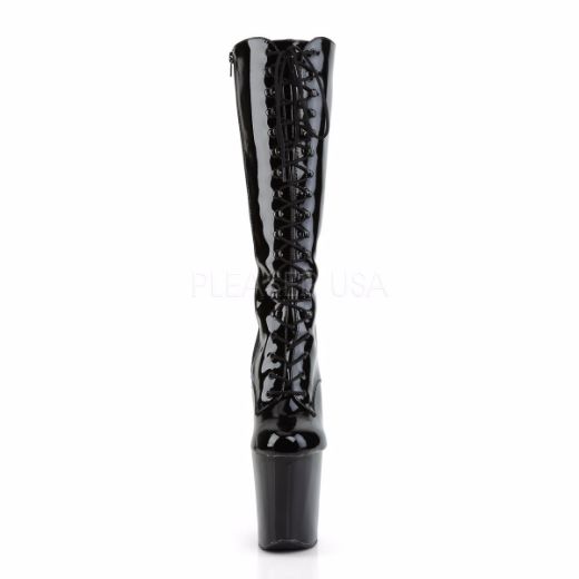 Product image of Pleaser Xtreme-2020 Black Patent/Black, 8 inch (20.3 cm) Heel, 4 inch (10.2 cm) Platform Knee High Boot