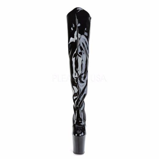 Product image of Pleaser Xtreme-3010 Black Patent/Black, 8 inch (20.3 cm) Heel, 4 inch (10.2 cm) Platform Thigh High Boot