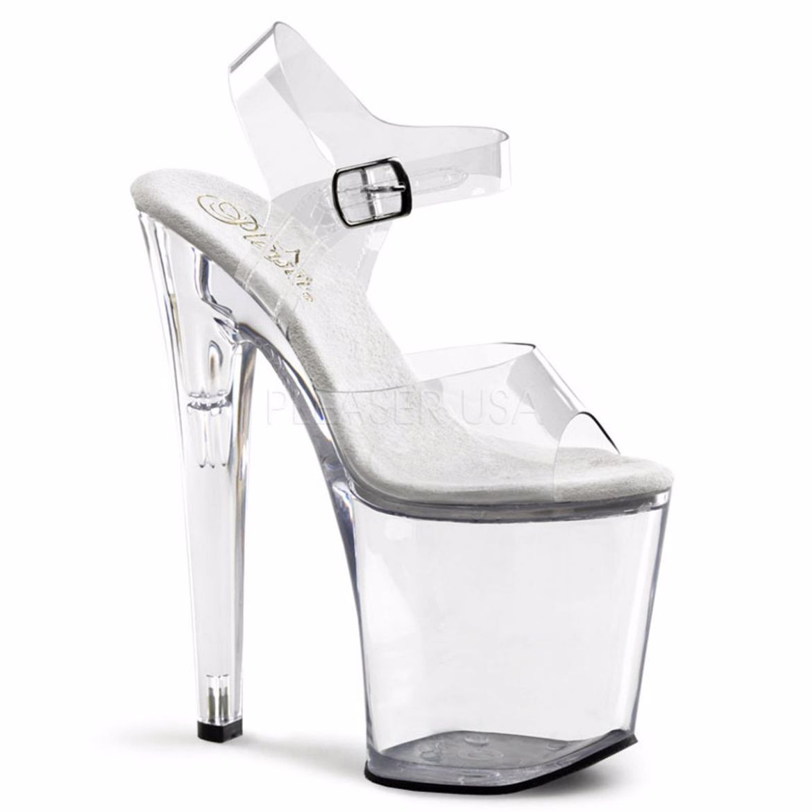 Product image of Pleaser Xtreme-808 Clear/Clear, 8 inch (20.3 cm) Heel, 4 inch (10.2 cm) Platform Sandal Shoes