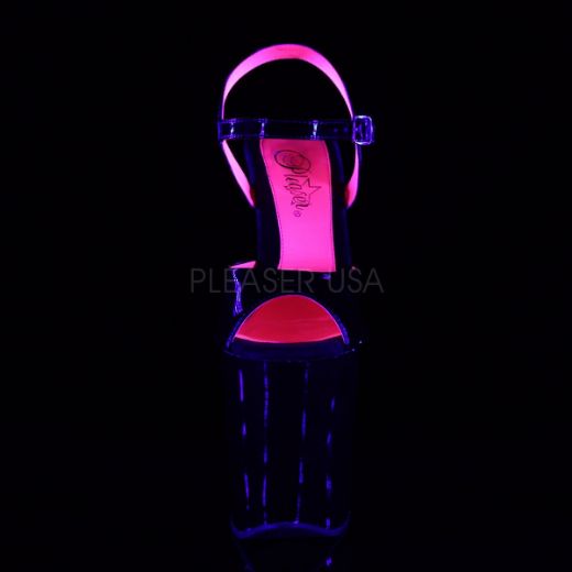 Product image of Pleaser Xtreme-809Tt Black Patent-Neon Hot Pink/Black, 8 inch (20.3 cm) Heel, 4 inch (10.2 cm) Platform Sandal Shoes