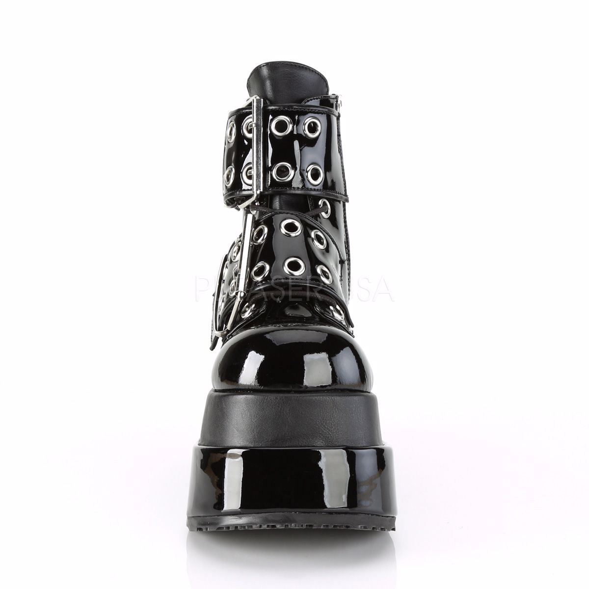 pull&bear patent lace up shoe in black
