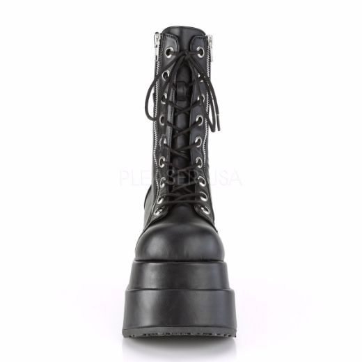 Product image of Demonia BEAR-265 Black Vegan Faux Leather 4 1/2 inch Tiered Platform Lace-Up Mid-Calf Boot Inner & Outer Zip