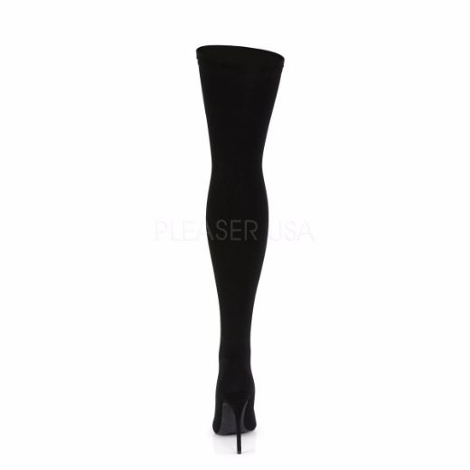 Product image of Pleaser COURTLY-3005 Black Nylon 5 inch (11.6 cm) Stretch Pull-On Thigh High Boot