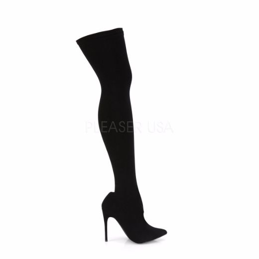 Product image of Pleaser COURTLY-3005 Black Nylon 5 inch (11.6 cm) Stretch Pull-On Thigh High Boot