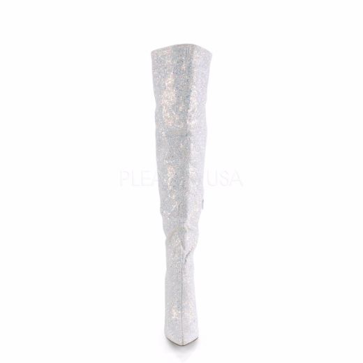 Product image of Pleaser COURTLY-3015 White Multicolour Glitter 5 inch (11.6 cm) Glitter Thigh High Boot 1/3 Side Zip