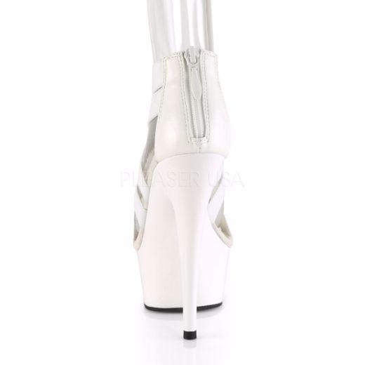 Product image of Pleaser DELIGHT-669 White Elastic Band-Faux Leather/White 6 inch (15.2 cm) Heel 1 3/4 inch (4.5 cm) Platform Criss Cross Sandal Back Zip Shoes