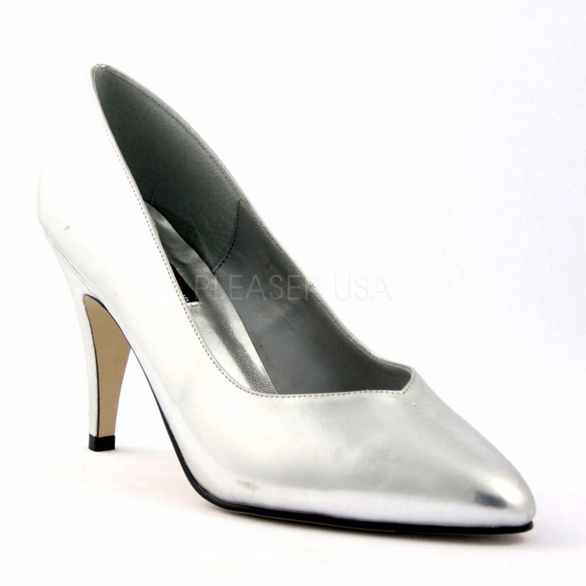 Product image of Pleaser DREAM-420W Silver Faux Leather 4 inch (10.2 cm) Heel Pump