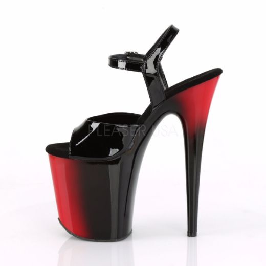 Product image of Pleaser FLAMINGO-809BR Black Patent/Red-Black 8 inch (20.3 cm) Heel 4 inch (10.2 cm) Platform Two Tone Ankle Strap Sandal Shoes