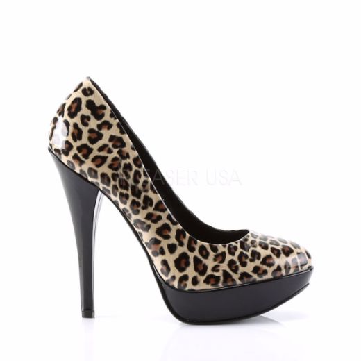 Product image of Pin Up Couture HARLOW-01 Tan Polyurethane (Pu) (Animal Print) 5 1/4 inch (13.3 cm) Heel 1 inch (2.5 cm) P/F Classic Platform Pump Court Pump Shoes