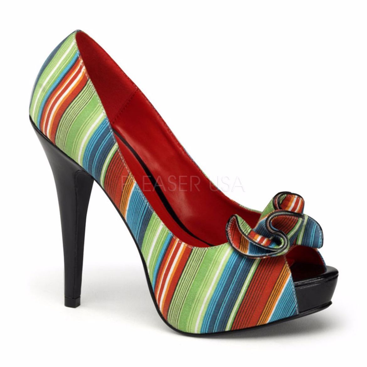 Product image of Pin Up Couture LOLITA-12 Serape Print Fabric 5 inch (12.7 cm) Heel 1 inch (2.5 cm) Hidden Platform Open Toe Pump