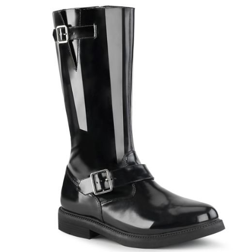 Product image of Funtasma OFFICER-201 Black Faux Leather Polyurethane (Pu) 1 inch (2.5 cm) Stacked Heel Men's Knee High Boot Side Zip