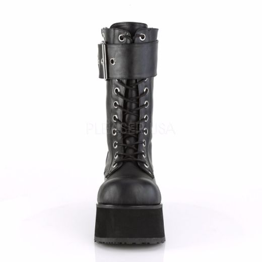 Product image of Demonia PETROL-150 Black Vegan Faux Leather 3 1/2 inch Platform Lace-Up Mid-Calf Boot Back Zip