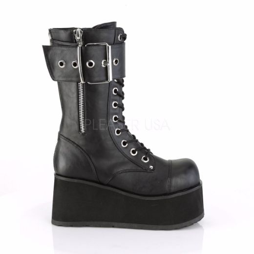 Product image of Demonia PETROL-150 Black Vegan Faux Leather 3 1/2 inch Platform Lace-Up Mid-Calf Boot Back Zip