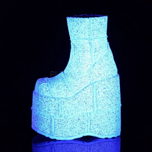Product image of Demonia STACK-201G White Multicolour Glitter 7 inch Platform Ankle Boot Side Zip