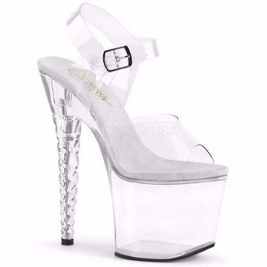 Product image of Pleaser UNICORN-708 Clear/Clear 7 inch (17.8 cm) Heel 3 1/4 inch (8.3 cm) Platform Ankle Strap Sandal With Unicorn Heel Shoes