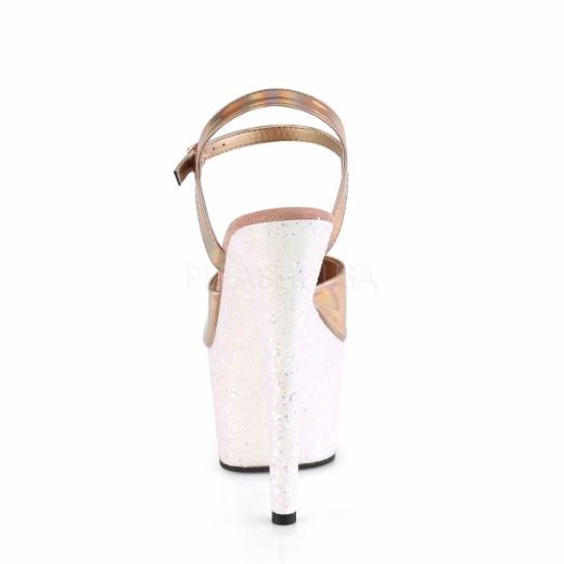 Product image of Pleaser ADORE-709HGG Rose Gold Holographic/Multicolour Multicolour Glitter 7 inch (17.8 cm) Heel 2 3/4 inch (7 cm) Platform Ankle Strap Sandal Shoes