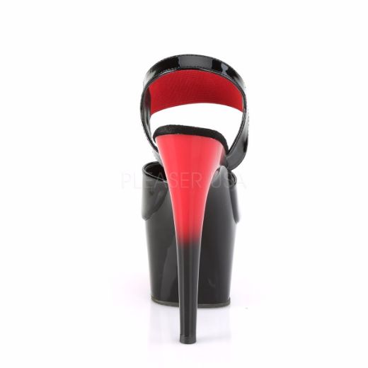 Product image of Pleaser ADORE-714BR Black Patent-Red Elastic Band/Red-Black 7 inch (17.8 cm) Heel 2 3/4 inch (7 cm) Platform Two Tone Ankle Strap Sandal Shoes