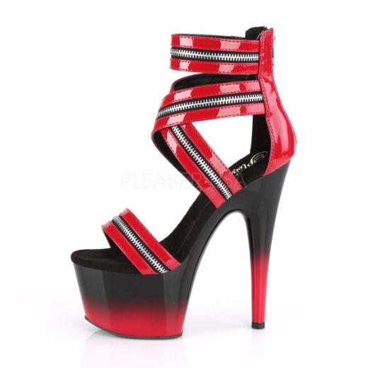 Product image of Pleaser ADORE-766 Red Patent/Black-Red 7 inch (17.8 cm) Heel 2 3/4 inch (7 cm) Platform Ankle Strap Sandal