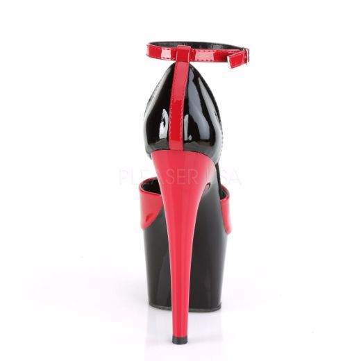 Product image of Pleaser ADORE-789 Red-Black Patent/Black-Red 7 inch (17.8 cm) Heel 2 3/4 inch (7 cm) Platform Two Tone Ankle Strap D'orsay Sandal Shoes