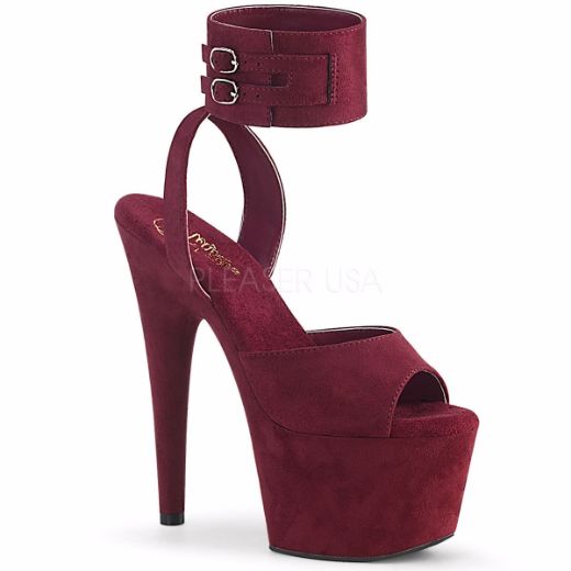 Product image of Pleaser ADORE-791FS Burgundy Faux Suede/Burgundy Faux Suede 7 inch (17.8 cm) Heel 2 3/4 inch (7 cm) Platform Ankle Strap Sandal Shoes