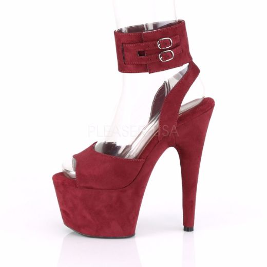 Product image of Pleaser ADORE-791FS Burgundy Faux Suede/Burgundy Faux Suede 7 inch (17.8 cm) Heel 2 3/4 inch (7 cm) Platform Ankle Strap Sandal Shoes