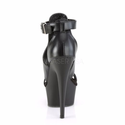 Product image of Pleaser DELIGHT-692 Black Faux Leather/Black Matte 6 inch (15.2 cm) Heel 1 3/4 inch (4.5 cm) Platform Close Back Sandal Shoes