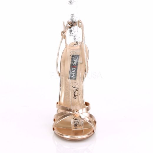 Product image of Devious DOMINA-108 Rose Gold Metallic Polyurethane (Pu) 6 inch (15.2 cm) Wrap Around Knotted Straps Sandal Shoes