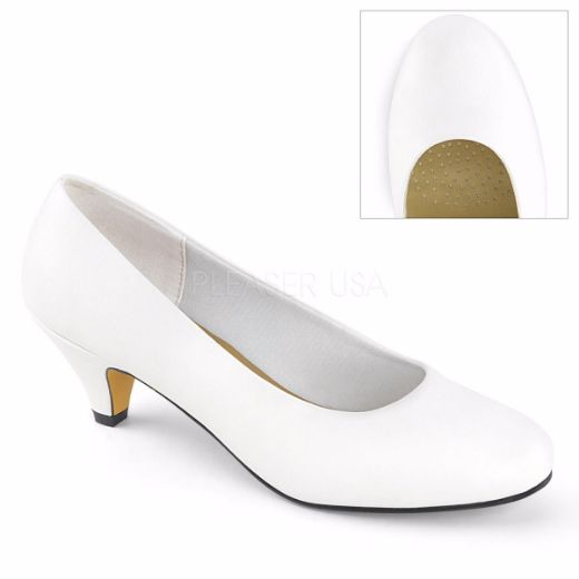 Product image of Pleaser Pink Label FEFE-01 White Faux Leather 2 1/4 inch (5.8 cm) Heel Classic Pump Court Pump Shoes