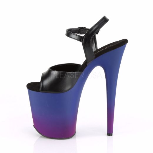 Product image of Pleaser FLAMINGO-809BP Black Faux Leather/Blue-Purple Ombre 8 inch (20 cm) Heel 4 inch (10 cm) Platform Ankle Strap Sandal Shoes