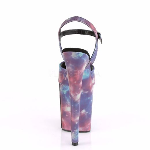 Product image of Pleaser FLAMINGO-809REFL Purple-Blue Reflective/Purple-Blue Refl 8 inch (20 cm) Heel 4 inch (10 cm) Platform Ankle Strap Sandal With  Reflective Effect