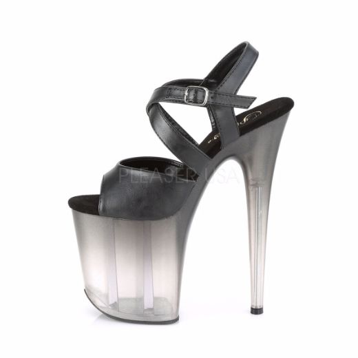 Product image of Pleaser FLAMINGO-822T Black Faux Leather/Faded Black 8 inch (20 cm) Heel 4 inch (10 cm) Platform Criss-Cross Ankle Strap Sandal Shoes