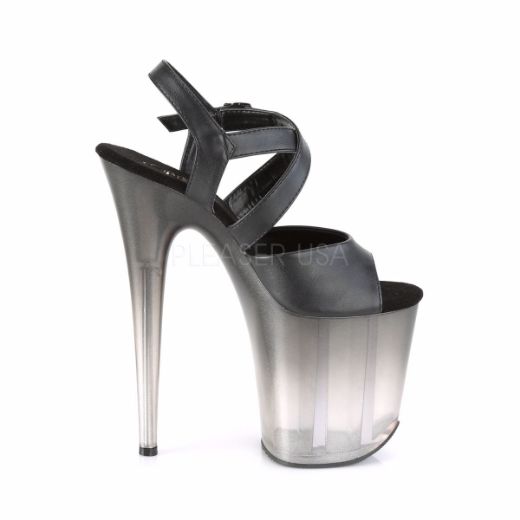 Product image of Pleaser FLAMINGO-822T Black Faux Leather/Faded Black 8 inch (20 cm) Heel 4 inch (10 cm) Platform Criss-Cross Ankle Strap Sandal Shoes