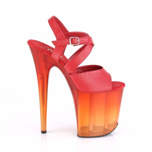 Product image of Pleaser FLAMINGO-822T Red Faux Leather/Faded Red 8 inch (20 cm) Heel 4 inch (10 cm) Platform Criss-Cross Ankle Strap Sandal Shoes