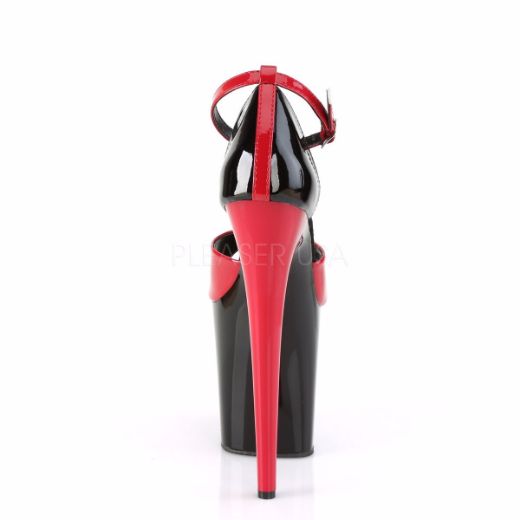 Product image of Pleaser FLAMINGO-889 Red-Black Patent/Black-Red 8 inch (20 cm) Heel 4 inch (10 cm) Platform Two Tone Ankle Strap D'orsay Sandal Shoes