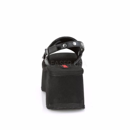 Product image of Demonia FUNN-32 Black Fishnet-Vegan Faux Leather 3 1/2 inch Platform Slingback Sandal