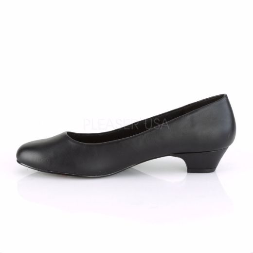 Product image of Pleaser Pink Label GWEN-01 Black Faux Leather 1 1/4 inch (3.2 cm) Block Heel Classic Pump Court Pump Shoes