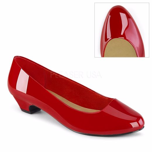 Product image of Pleaser Pink Label GWEN-01 Red Patent 1 1/4 inch (3.2 cm) Block Heel Classic Pump Court Pump Shoes