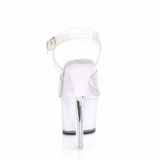 Product image of Pleaser ILLUMINATOR-708 Clear/White Glow 7 inch (17.8 cm) Heel 2 3/4 inch (7 cm) Platform Led Illuminated Ankle Strap Sandal