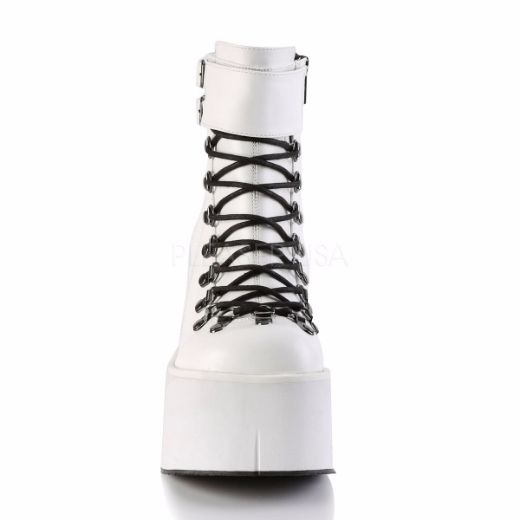 Product image of Demonia KERA-21 White Vegan Faux Leather 4 1/2 inch Platform Ankle Boot Side Zip