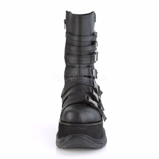 Product image of Demonia NEPTUNE-210 Black Vegan Faux Leather 3 inch Platform Mid Calf Boot Side Zip